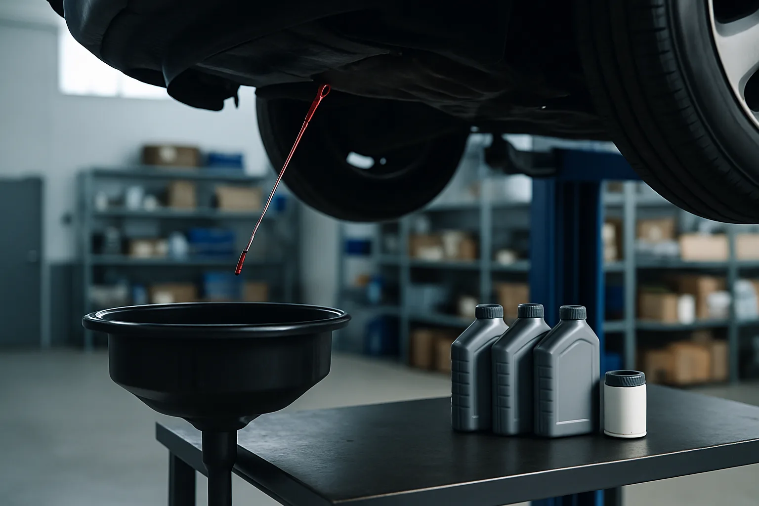 Oil change and maintenance service preparation